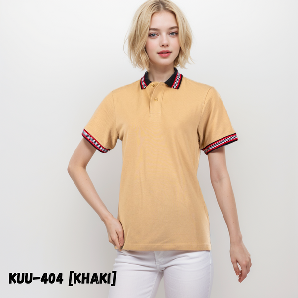 Premium Checker Polo, Unisex, 100% premium combed cotton, this 6.5 oz pique fabric polo [KUU-404] in Khaki. .