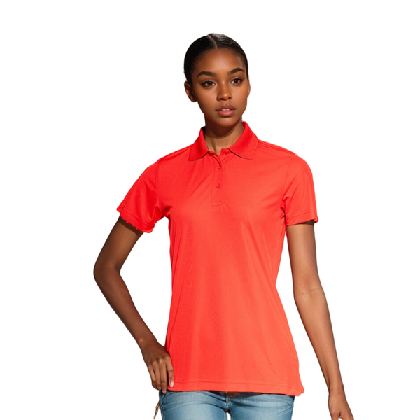 Polo T-shirts, Women's solid color,  100% Polyester Interlock 4.0 oz polo