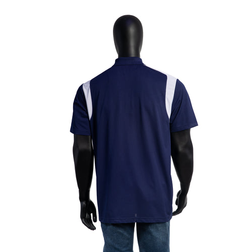 Men's Polo shirts, Navy Blue contras with White Mesh Designed, [PUM-801]