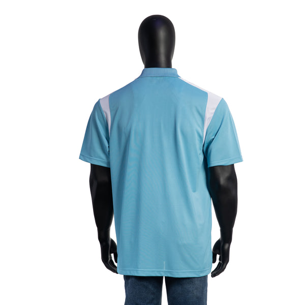 Men's Polo shirts, Sky Blue contras with White Mesh Designed, [PUM-803]